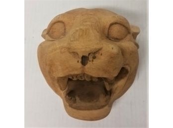 Carved Tiger Head, Unpainted 8 Inch