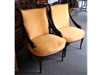 Antique Carved & Upholstered Chairs, 1940's Era