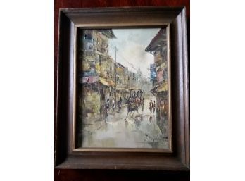 Abstract City Scape Painting, Artist Signed