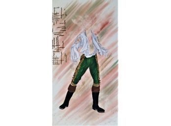 Vintage Don Giovanni Costume Sketch,  NYC Opera Lloyd Evans -  Original Water Color & Ink - Don Giovanni