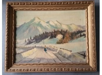 Oil Painting, 'alpine View' Signed Luccas
