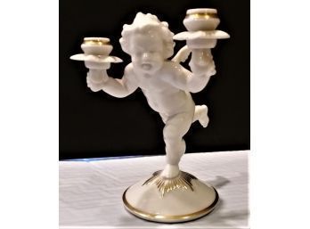 Vintage Putti Candle Holder, Hutschenreuther Bavaria Porcelain Cherub, Mint Cond