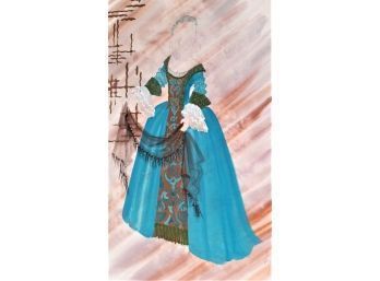 Vintage NYC Opera Don Giovanni Costume Sketch, Lloyd Evans -  Water Color & Ink Sketch Of Donna Elvira