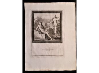 POMPEII MURAL OF HERCULANEUM NUDES 1760 N.Vanni Etching, Antichit Di Ercolano