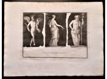 POMPEII 1760s MURAL OF HERCULANEUM NUDES, G.Morghen, Antichit Di Ercolano 18'