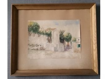 Water Color Painting, Village Scene, Signed