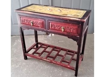 Chinese Console Table, With Hand Painted Mosaic Tile Top