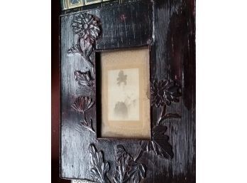 Two Flower Carved Wooden Picture Frames
