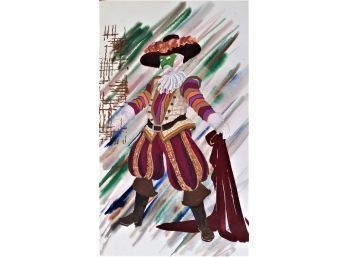 Vintage Don Giovanni Opera Costume Sketch,  NYC Opera Lloyd Evans - Leporello