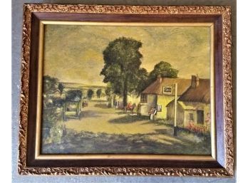 English Village Landscape Painting, 21 Inch