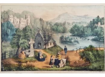 Antique Lithograph 1868, Currier And Ives THE MEETING OF THE WATERS, IRELAND