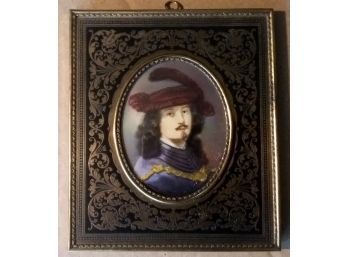 Antique Mini-portrait In Boule Inlaid Frame
