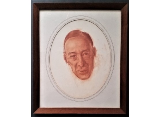 Sergey Rachmaninov Portrait, Mixed Media Painting In Frame