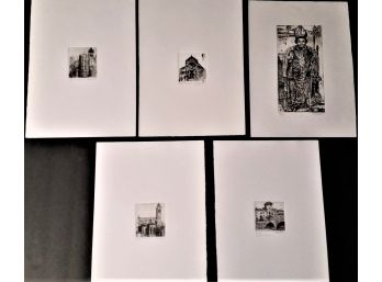 Vintage 1964 Nereo Tedeschi 'frammenti Di....Verona' Set Of 5 Signed & Numbered Engravings