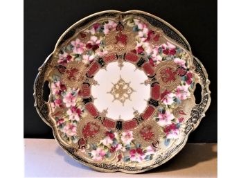 Antique Nippon Moriage Plate, Gold & Enamel Hand Decorated