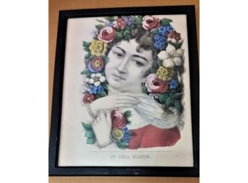 Currier & Ives Antique Hand-color Print, Dated 1870 'In Full Bloom'