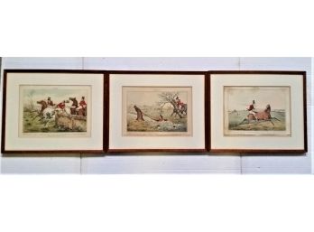 Set Of 3 Framed Antique H. Aiken Sporting Prints