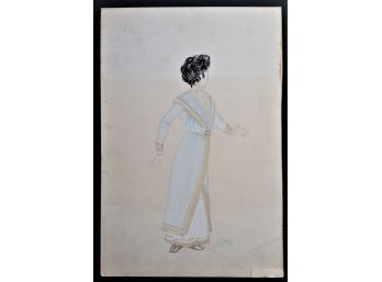 Vintage Madame Butterfly Costume Sketch,  New York City Opera By Lloyd Evans