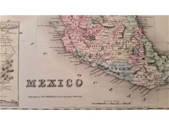 Antique Map Of Mexico Circa 1850  By John Colton