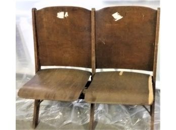Antique Wooden Double Theater Seat, Bench 1