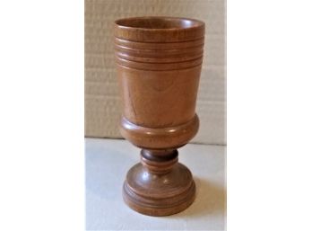 Antique Treenware Wooden Cup On Pedestal
