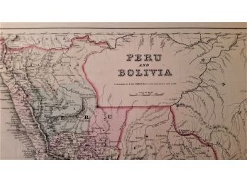 Antique Map Of Peru & Bolivia Circa 1850  By John Colton