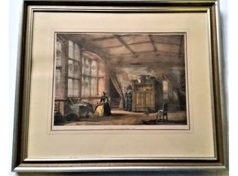 1840 Color Print By Joseph Nash 'Room Leading To The Chapel, Knowle Kent', 25 Inch