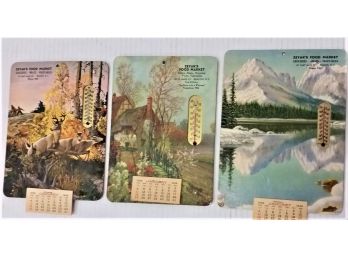 Vintage 1948 Scenic USA Calendars With Thermometer, Complete Months