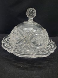 EAPG Covered Pressed Glass Butter Dish