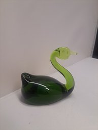 Green Glass Swan 3 1/2'