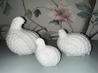 Set Of 3 Vintage Homco Japan White Quail Bird Figurines