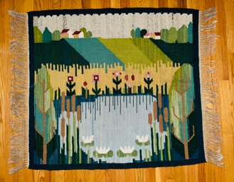 Small Landscape Area Throw Rug With Fringe