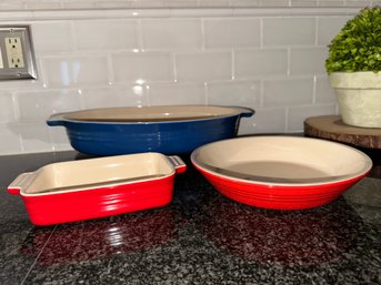A Trio Of Le Creuset Stoneware Cookware Bakeware