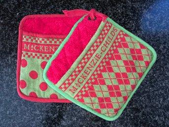 Pair Of Holiday Pot Holders By MacKenzie Childs