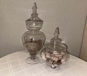 Pair Of Glass Apothecary Jar Containers