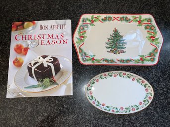 2 Holiday Cookie Trays And A Bon Appetit Christmas Season Cookbook