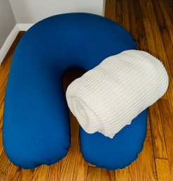 A Yogibo Pillow With A Cotton Blend Throw Blanket