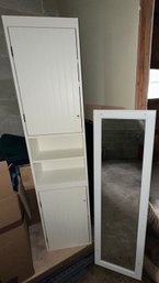Tall White Cabinet And Wall Mirror