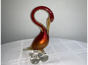 Elegant Vintage Murano Venetian Glass Swan With Sticker