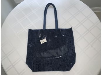 New With Tags! Sorial Blue Textured Leather Tote Bag