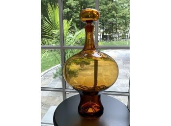 Huge Amber Golden MCM Decanter With Stopper- 19 Inches