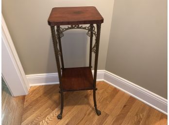 Antique Wood And Iron Plant Stand