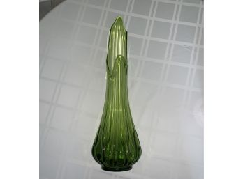 Vintage MCM LE SMITH Green Ribbed Large Floor Swung Stretch Vase 24-3/4 Inches
