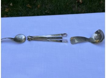 Three Small Vintage Utensils: Sugar Tongs & 2 Spoons