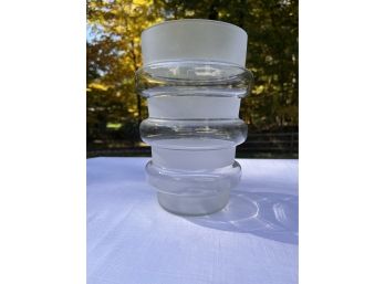 Frosted Stripe Horizontal Designed Clear Vase