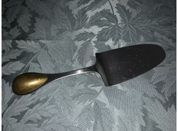 Dansk Entertainers Vintage MCM Cake And Pie Server With Brass Teardrop