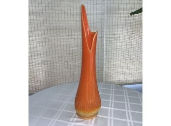 Vintage LE Smith 25 Inch Orange Bittersweet Swung Glass Vase Thousand Eye Design