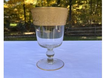 Czechoslovakian  Fine Crystal Footed Vase With Embossed Gold Leaf