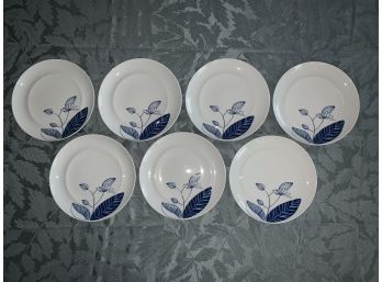 Set Of 7 Arribida By Spal Porcelanas White And Blue Salad Dessert Plates