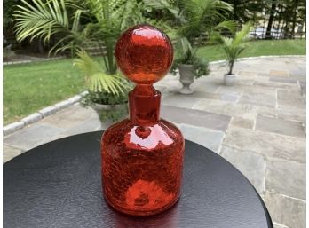 Blenko? Red Tangerine Crackle Glass Decanter